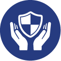 Two hands holding a shield representing insurance protection